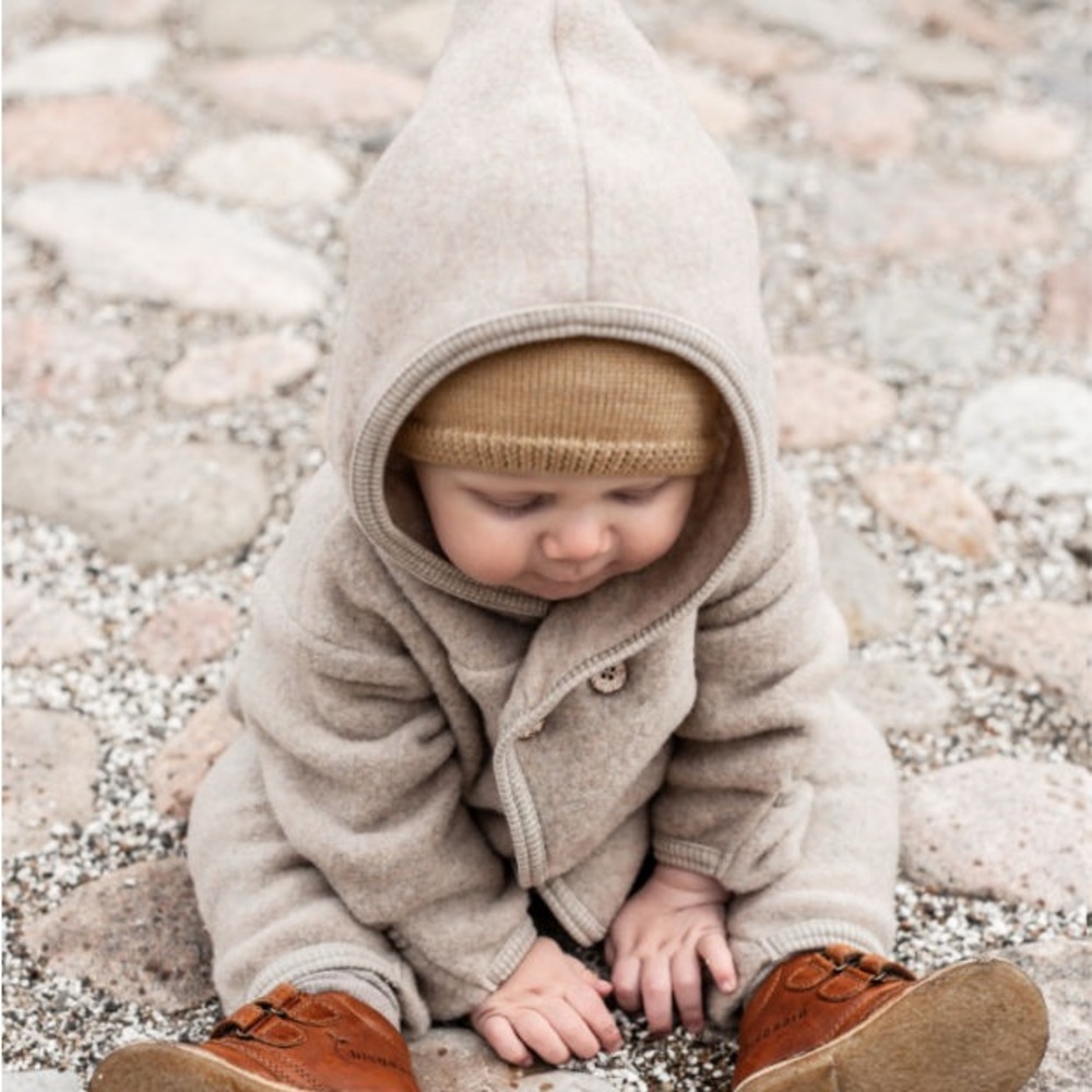NWT Huttelihut Elf Baby Suit in Camel, Wool Fleece Onesie - Picture 2 of 8